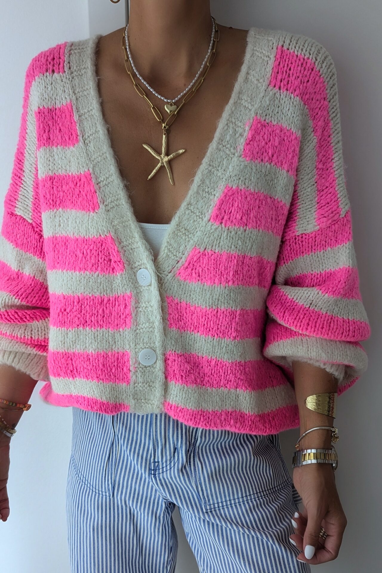 Strickcardigan NEON STRIPES – versch. Farben