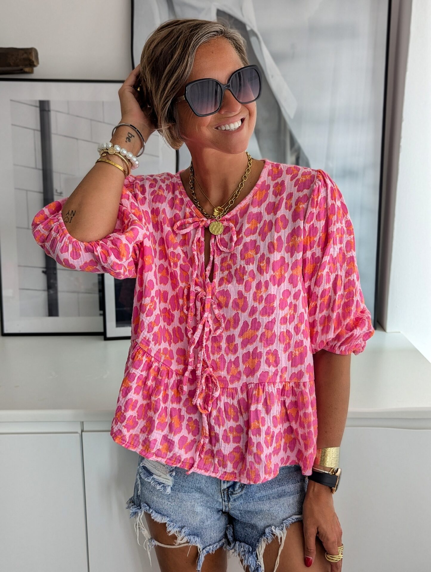 Musselinbluse KIND OF CUTE – LEO COLOURFUL SALE