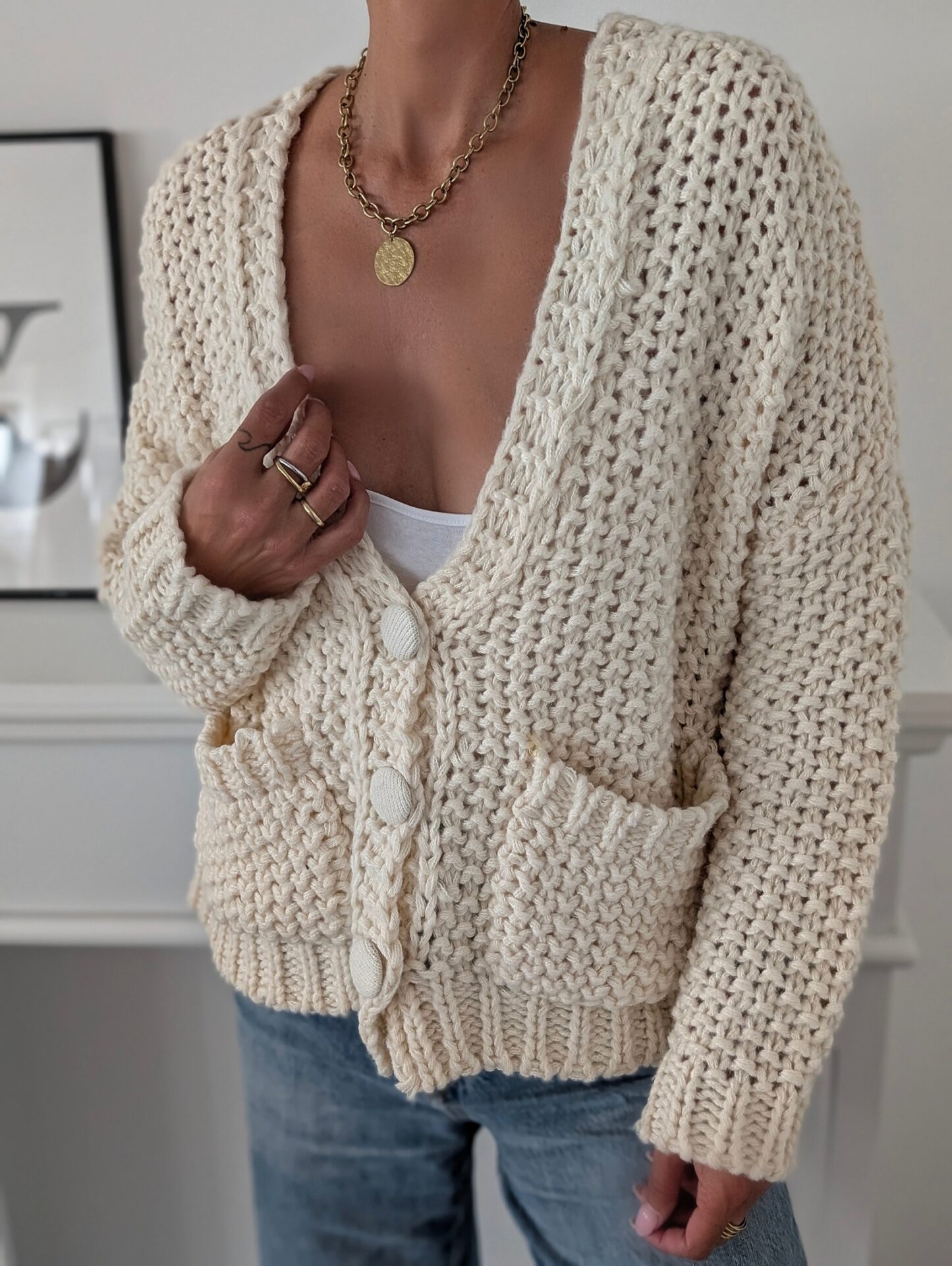 Strickcardigan mit Knöpfen SEVEN DAYS COZY – versch. Farben