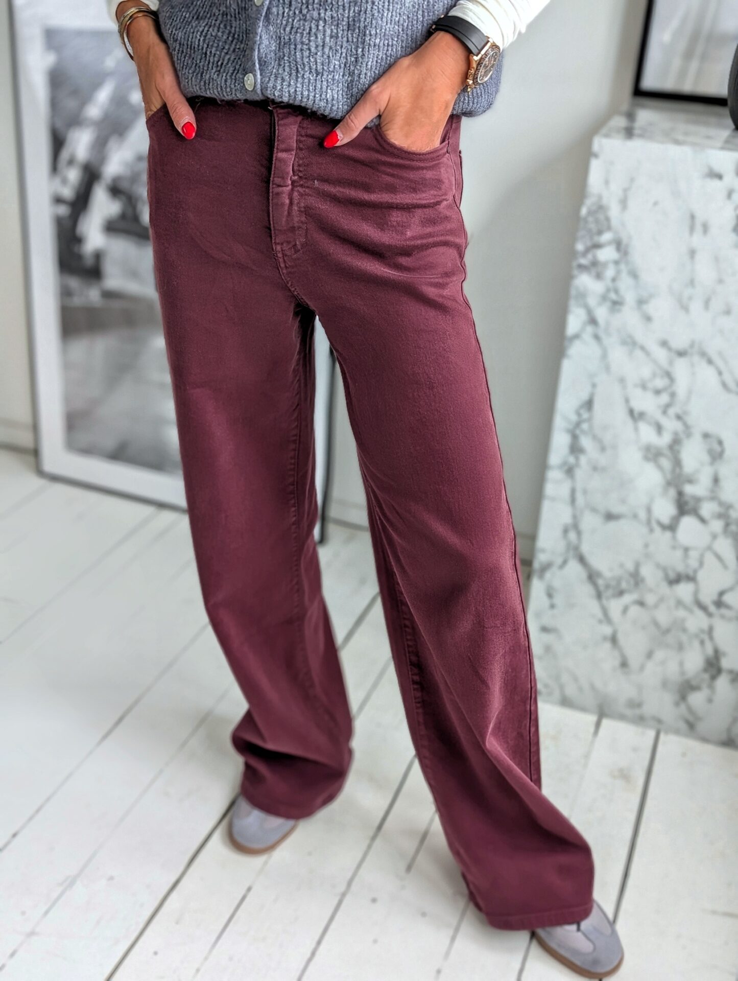 WIDE LEG Jeans MERIDA  – bordeaux