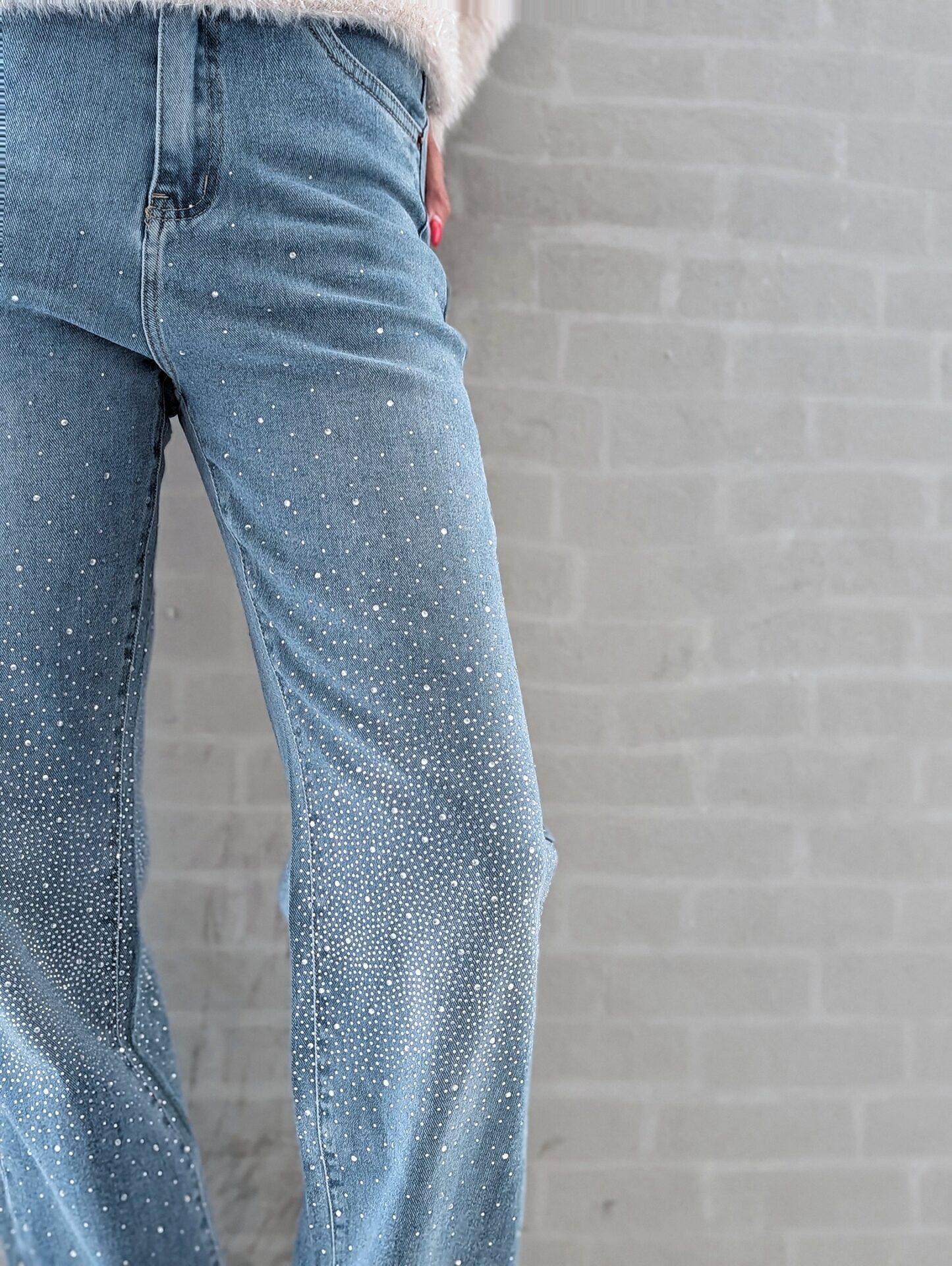 WIDE LEG Jeans PEGGY Glitter – blau